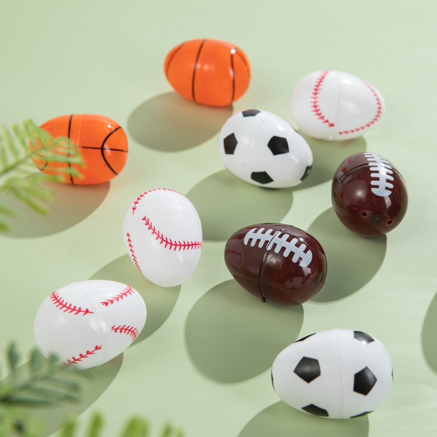 48PK 2.25&#x22;H Easter Plastic Fillable Sports Eggs, 12 of Each (Basketball, Football, Baseball, Soccer)