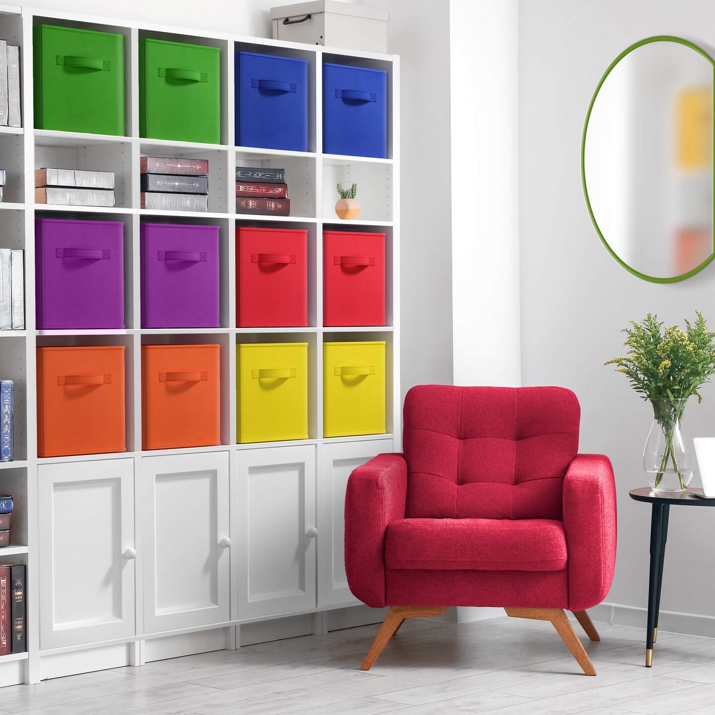 Sorbus 12 Pack Storage Bins - 11" Sturdy Collapsible Fabric Storage Cubes with Handle