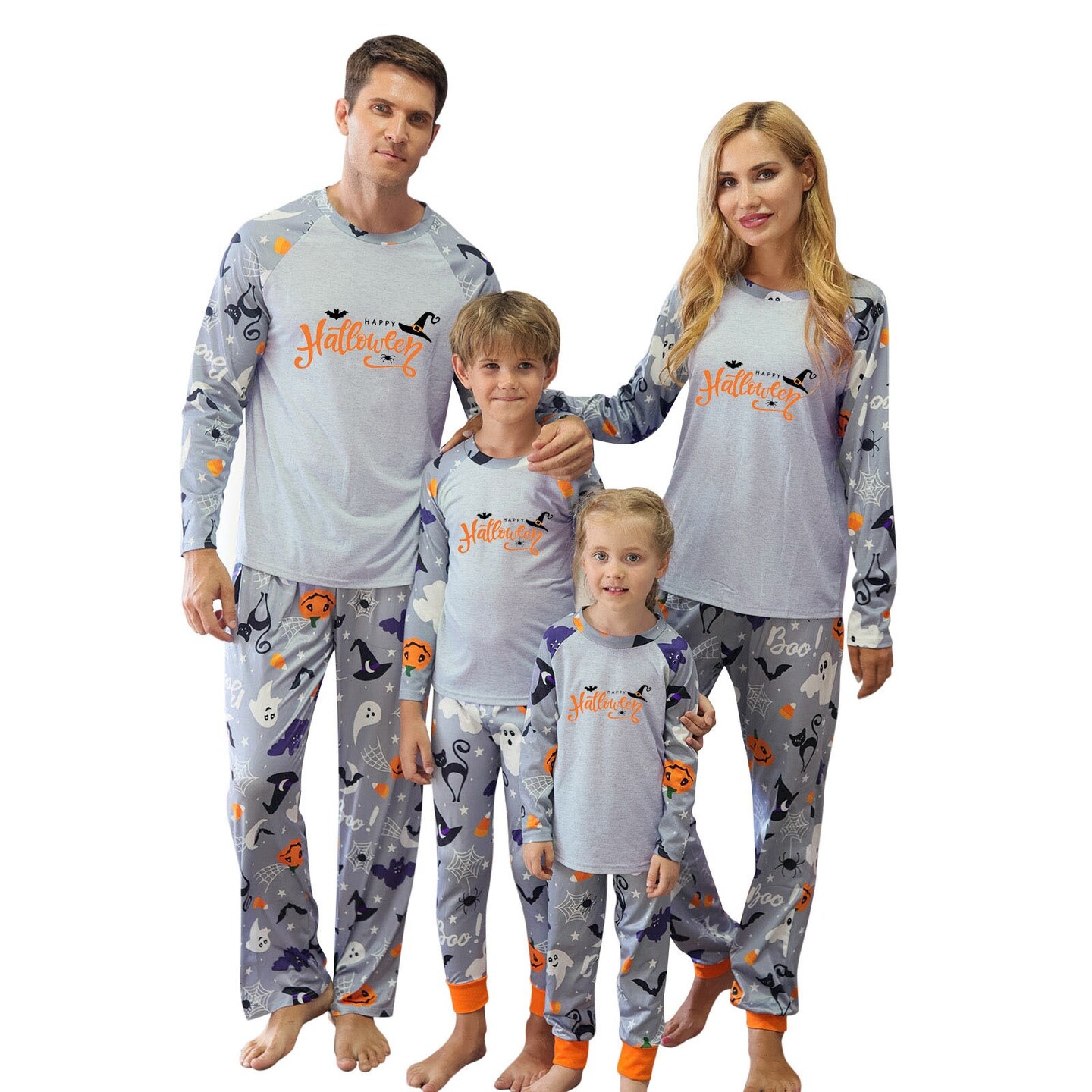 Christmas Nightwear Sets Tops And Pants Orange Grey Outfits