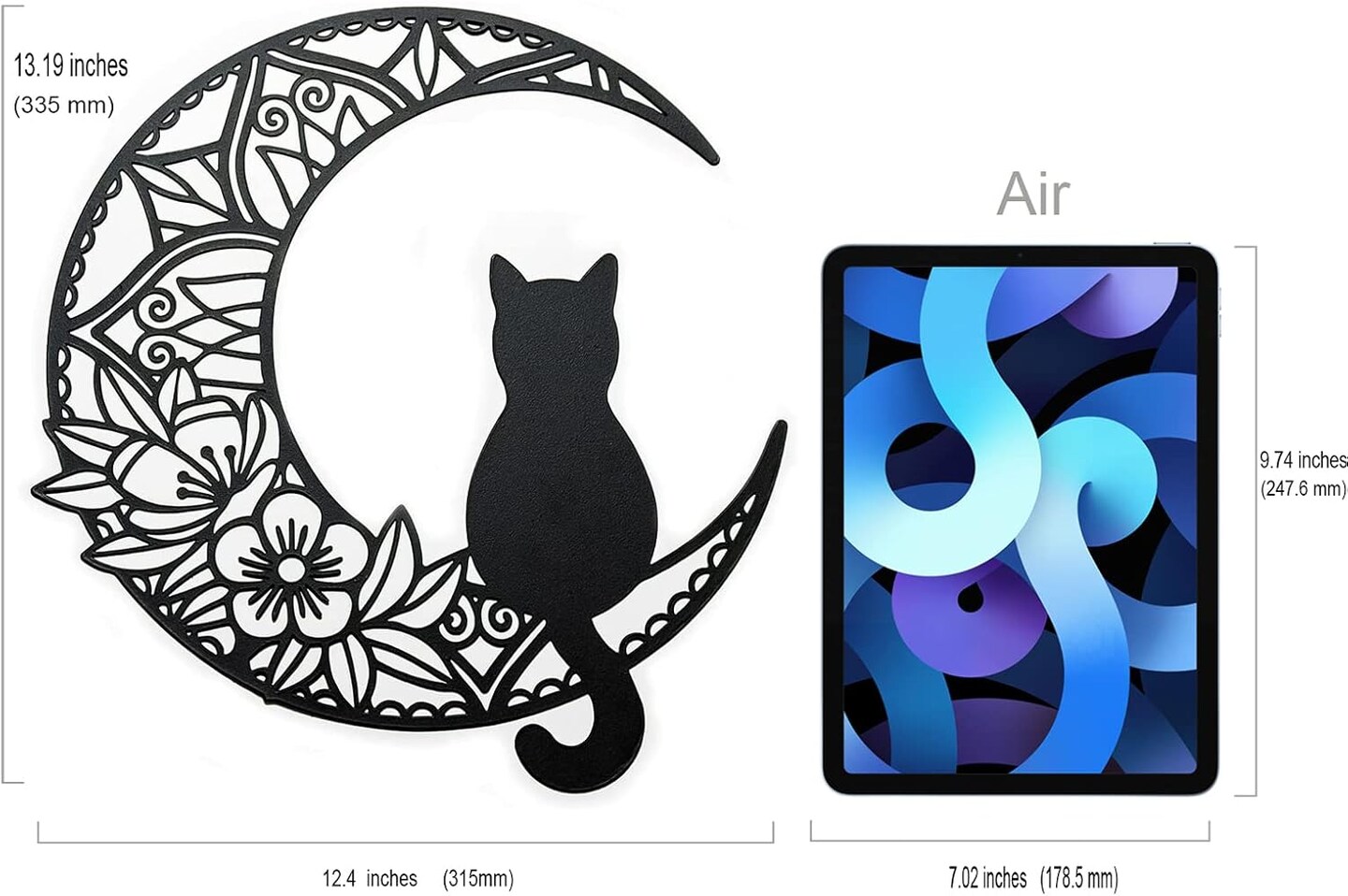 Black Cat And Moon Wall Art,Moon Phase Wall Art,Black Cat On The Moon Wall Pediments,Black Cat Wall Sculpture For Cats Lover