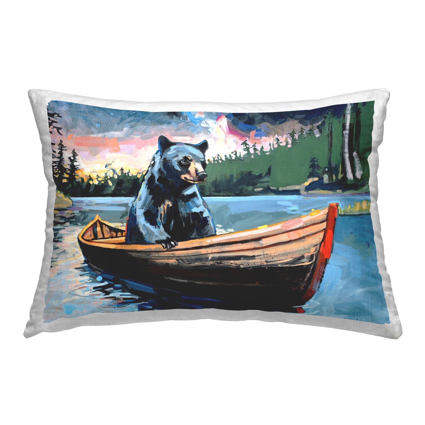 Boating Black Bear Decorative Printed Throw Pillow Design by Adam Swanson, 14 x 7 x 20
