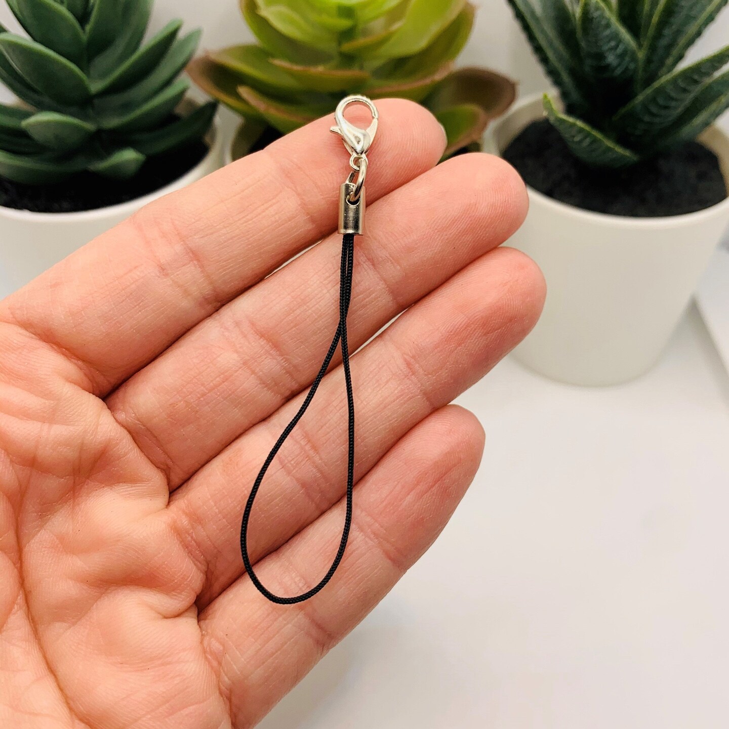 4, 20 or 50 Pieces: Black and Silver Cell Phone Lanyard Wrist Straps