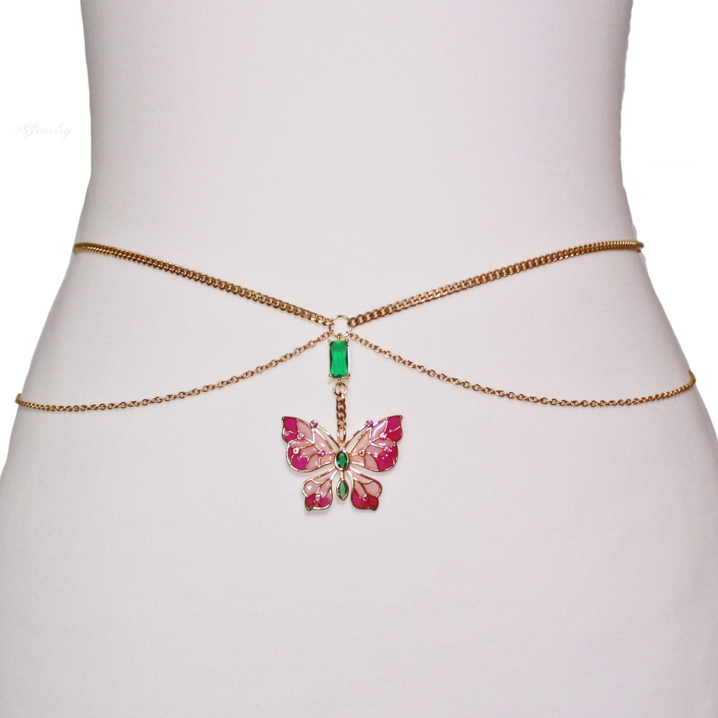 *日本未入荷+激レア* OHT NYC Butterfly Body Chain Silver Butterfly Body Chain, Crystal Waist Belly Chain
