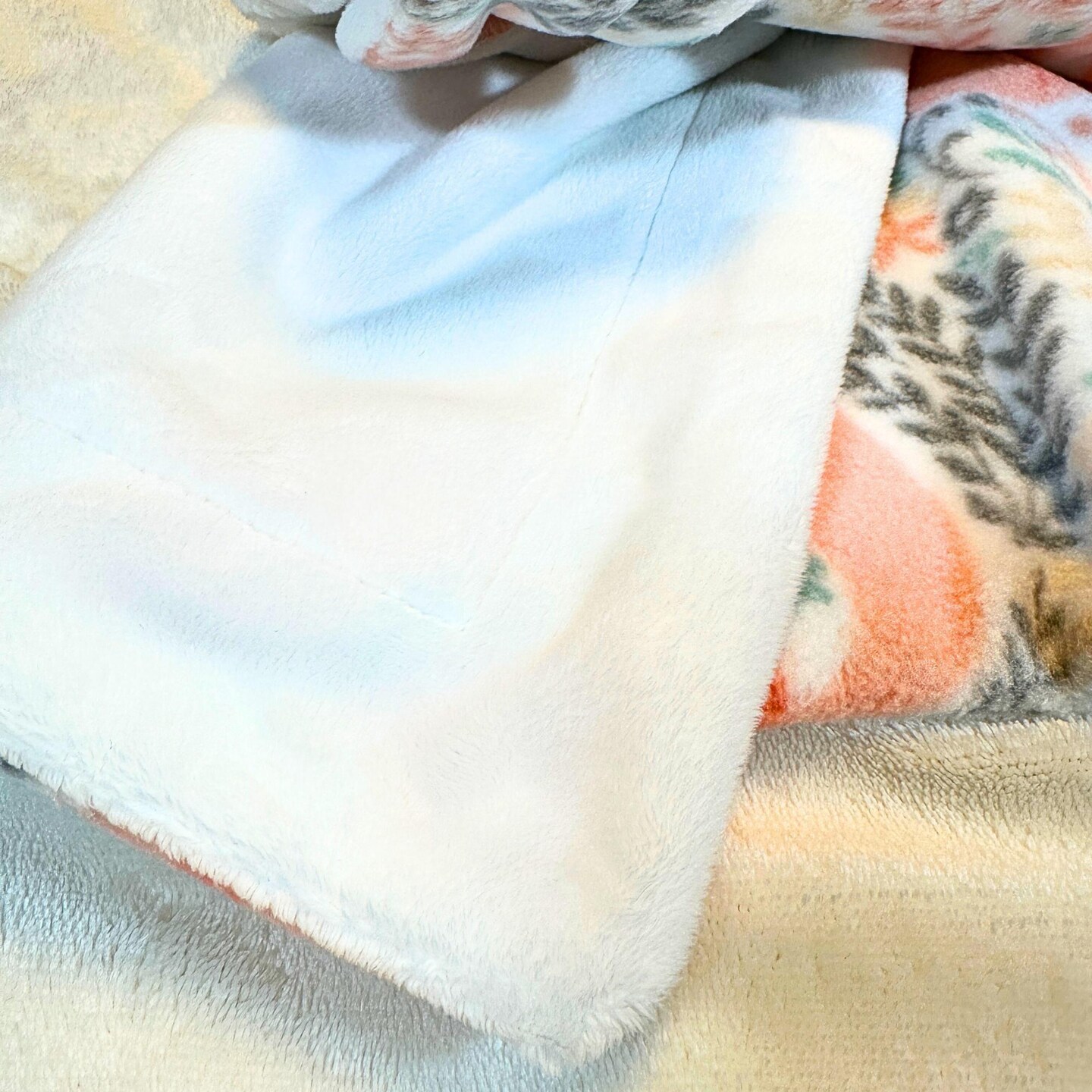 Peach Fox Fleece and Minky Handmade Baby Blanket - Soft, Luxurious Comfort for a baby shower gift- Stoller Blanket - Peachy nursery decor - image9