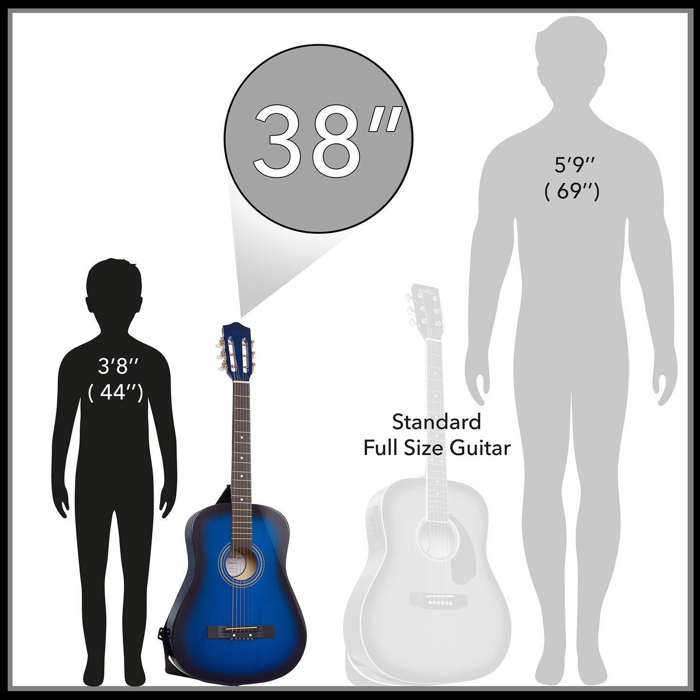 Ashthorpe Beginner Acoustic Guitar Package, Basic Starter Kit w/ Gig Bag, Strings, Strap, Tuner, Picks