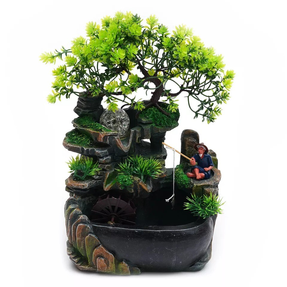 Indoor LED Water Fountains SPA Yoga Zen Desk Rockery Waterfall-Fountain Desktop