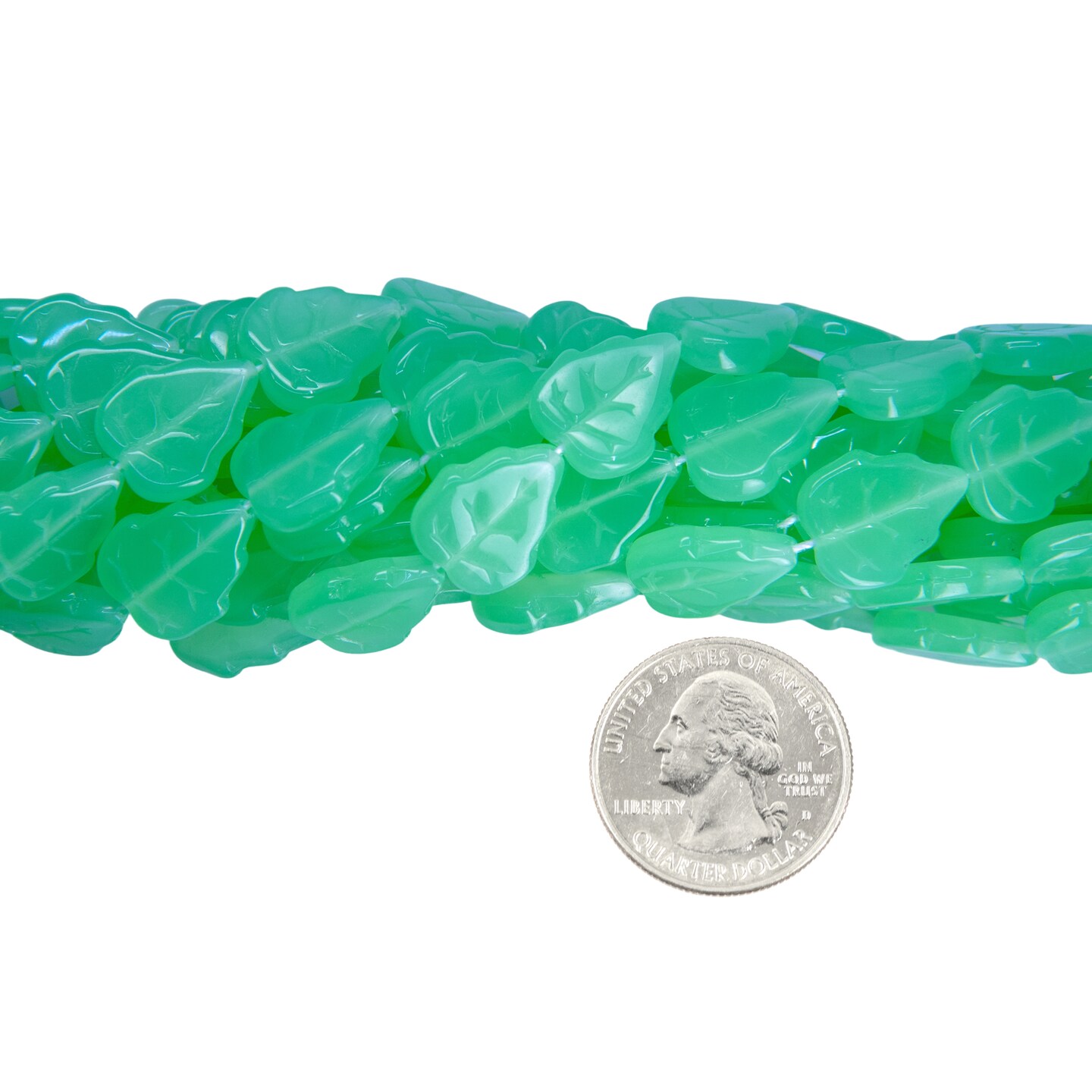 15x12mm Milky Green Ivy Leaf Beads, 23-25 beads GB-LB31