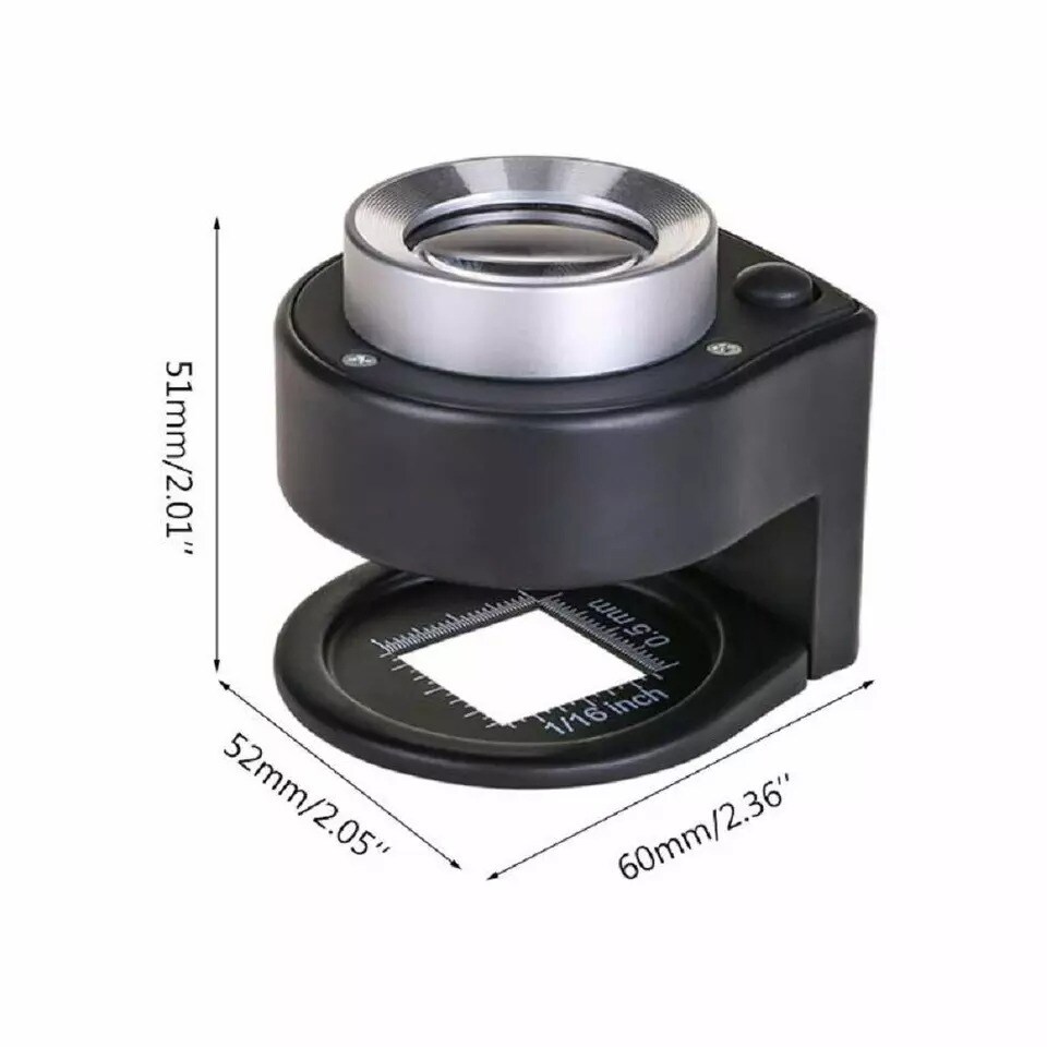 30X Loupe Magnifier with 6 Light Desktop Portable Metal Magnifier Folding Scale