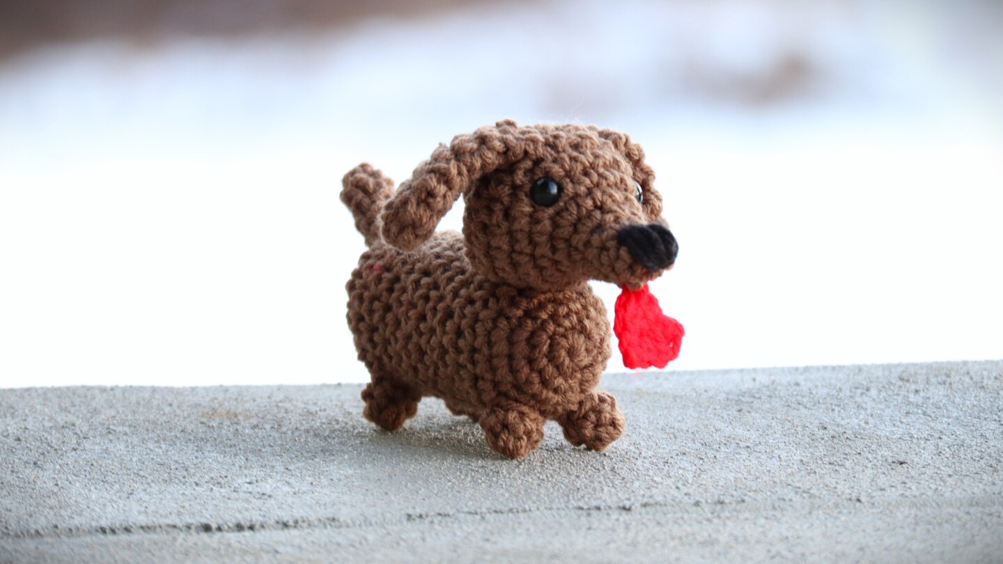 Crochet Valentine's Day Mini Dachshund Amigurumi Plushies Crochet Animals