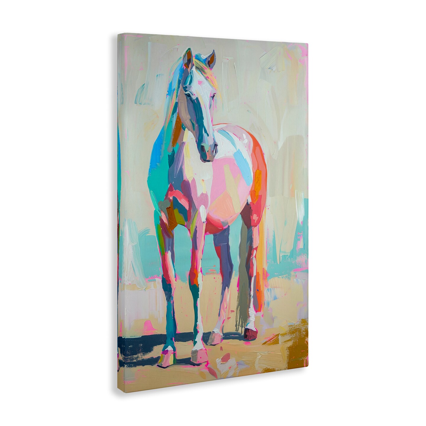Stupell Industries Pastel Hued Horse Canvas Wall Art Design by Petal Prints Design
