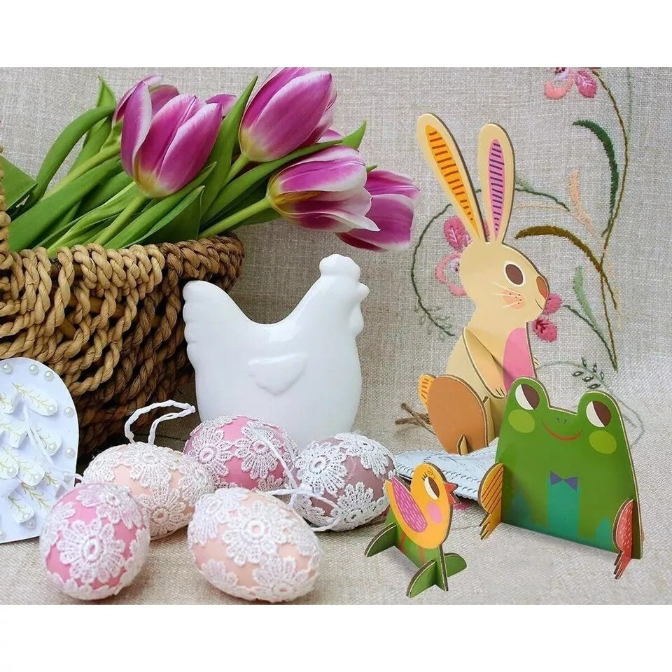 8x Easter 3D Farm Animal Paper Jigsaw Puzzles for Kids Ages 3+ Spring Decoration