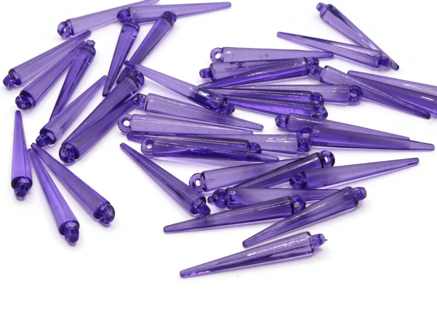 40 32mm Purple Spike Charms Acrylic Beads