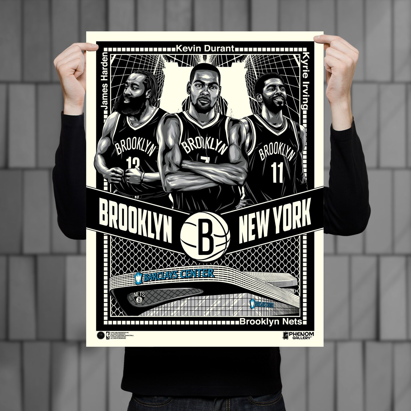 Phenom Gallery Brooklyn Nets Big 3 Limited Edition Framed Serigraph Print