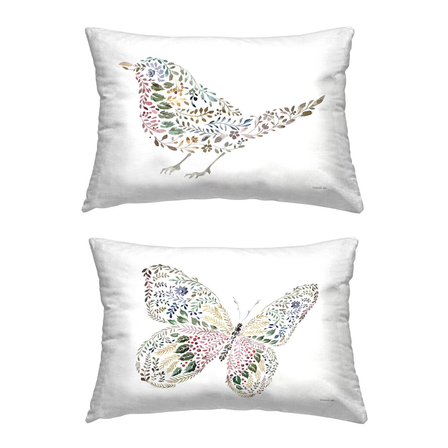 Botanical Pattern Fauna 2 PC Decorative Printed Throw Pillow Set Design by Danhui Nai, 14 x 7 x 20