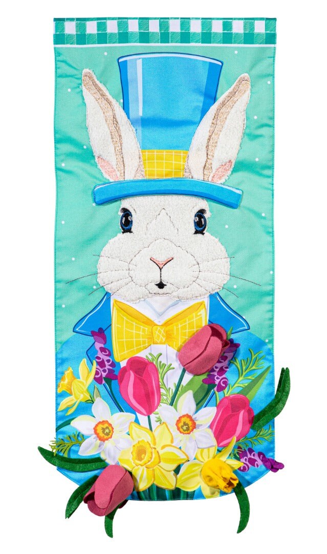Mister Easter Bunny Long Garden Flag 2 Sided