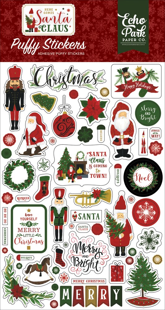 Echo Park Here Comes Santa Claus Puffy Stickers
