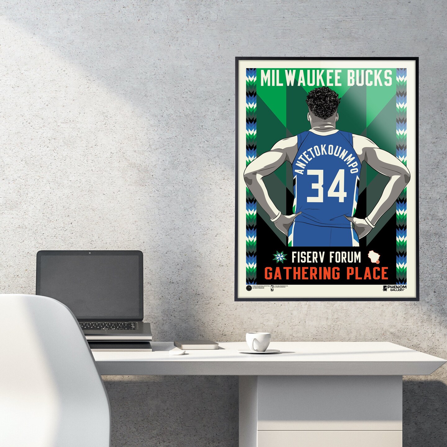 Phenom Gallery Milwaukee Bucks City Edition 18&#x22; x 24&#x22; Deluxe Framed Serigraph