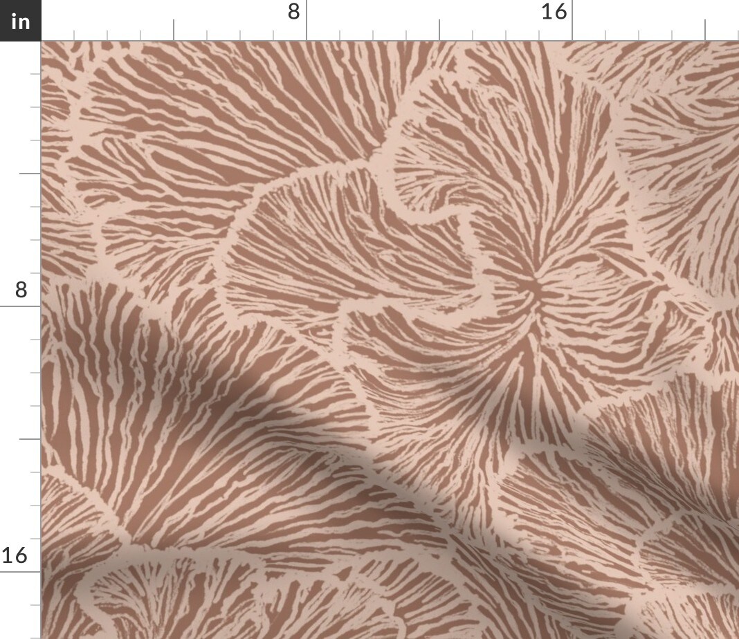 Coastal Maximalism Earth Tone Neutral Monochromatic Nature Fungi Beachy Coastal Brown Pink Ocean Abstract Custom Printed Fabric by Spoonflower Various Fabrics by the Yard or Fat Quarter