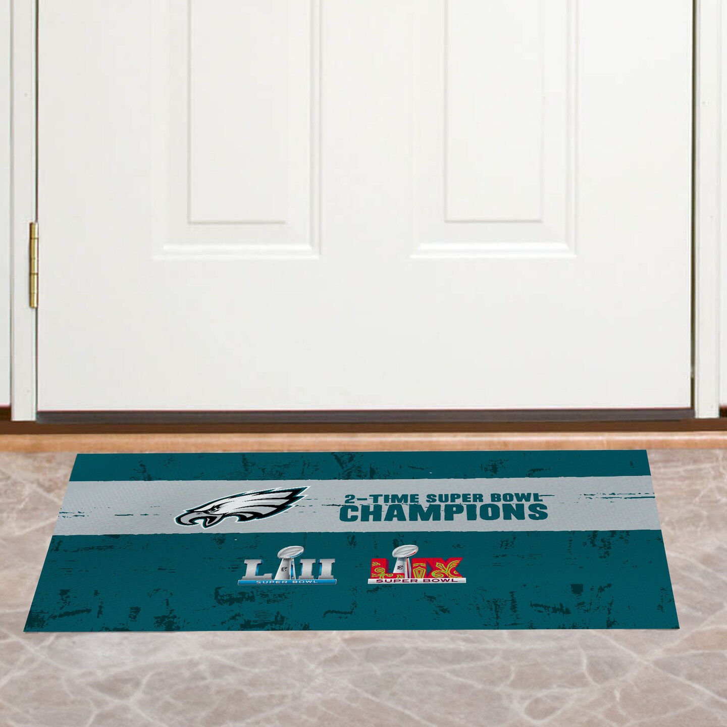 NFL Philadelphia Eagles 2025 Super Bowl LIX Multi Champ Tradition Washable Rug 20X32 Inches