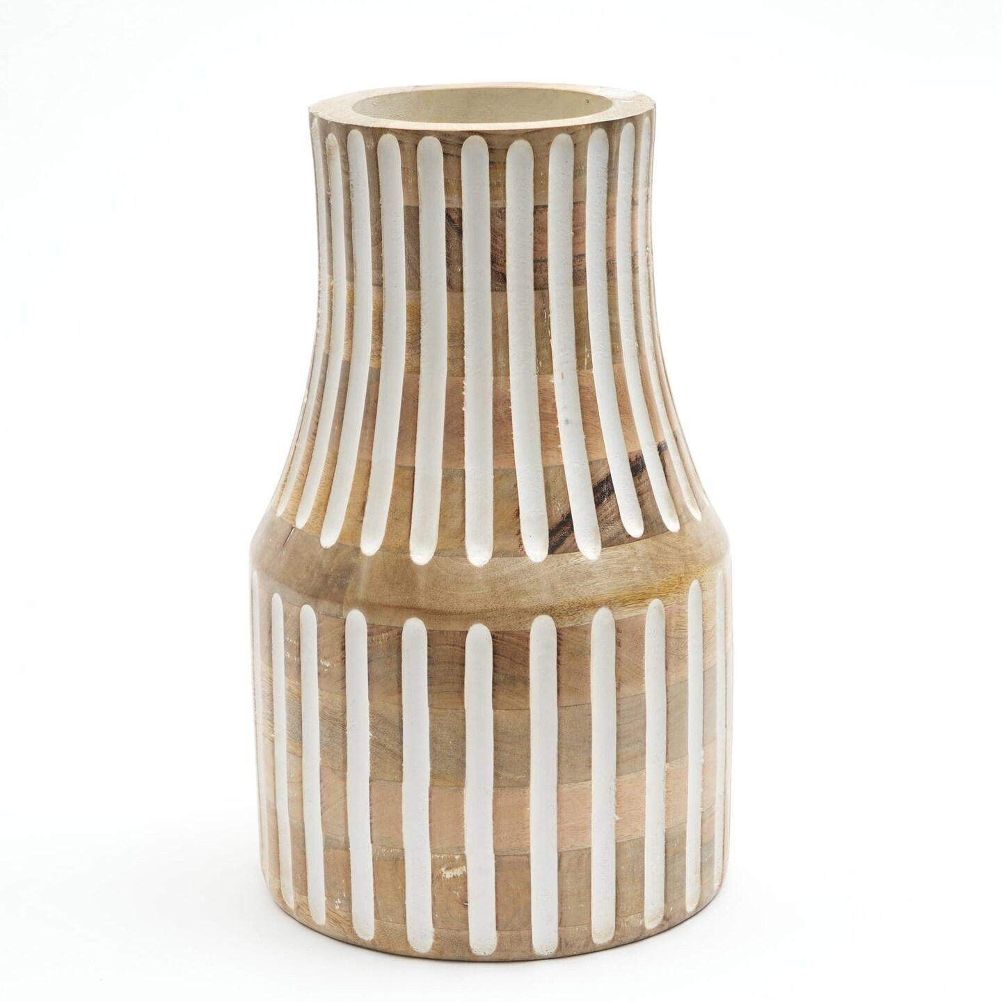 Decorative Handcrafted Mango Wood Vase - 9.25&#x22; x 9.25&#x22; X 15&#x22;