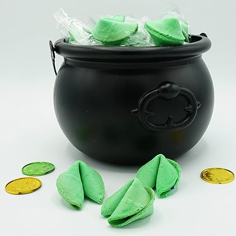 St Patricks Day Fortune Cookies (50 Individually Wrapped) Green With Irish Themed Sayings Party Favors &#x26; Treats by 4E&#x27;s Novelty