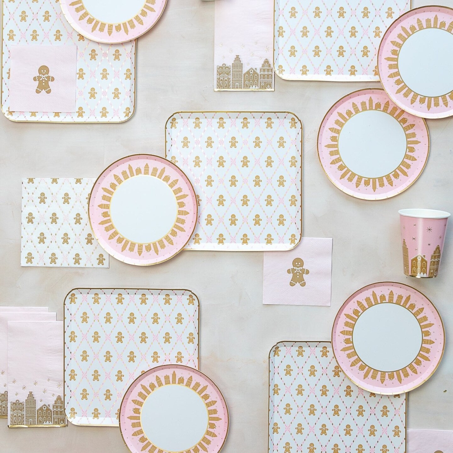 PINK GINGERBREAD LARGE PLATES
