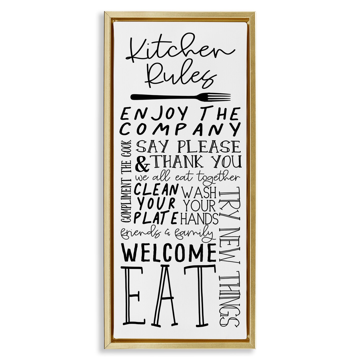 Stupell Industries Kitchen Rules Typography Framed Floater Canvas Wall Art Design by Nicole DeCamp