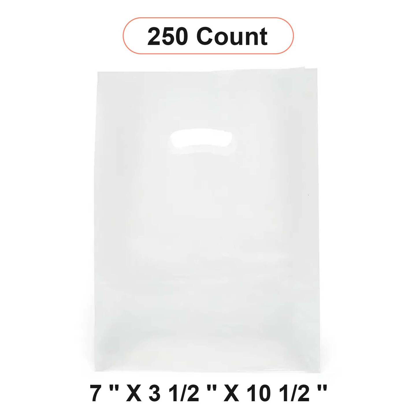 Frosted Die Cut Bags with Handles 7&#x27;&#x27; x 3 1/2&#x27;&#x27; x 10 1/2&#x27;&#x27;