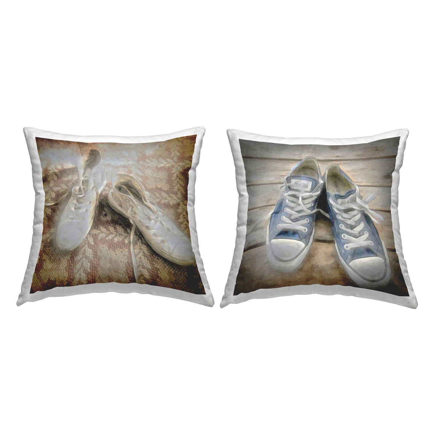 Blue & White Classic Sneakers 2 PC Decorative Printed Throw Pillow Set Design by Graffi*tee Studios, 18 x 7 x 18