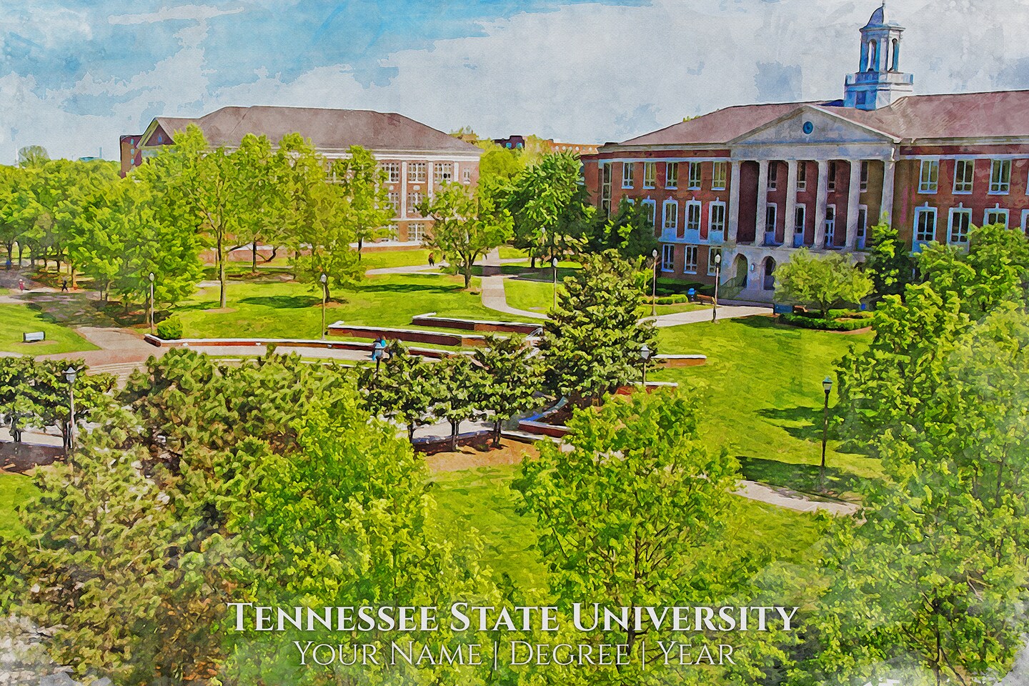 Tennessee State University watercolor. Graduation gift, Tennessee State  University , College wall art, College WC | MakerPlace by Michaels, image size:1440x960