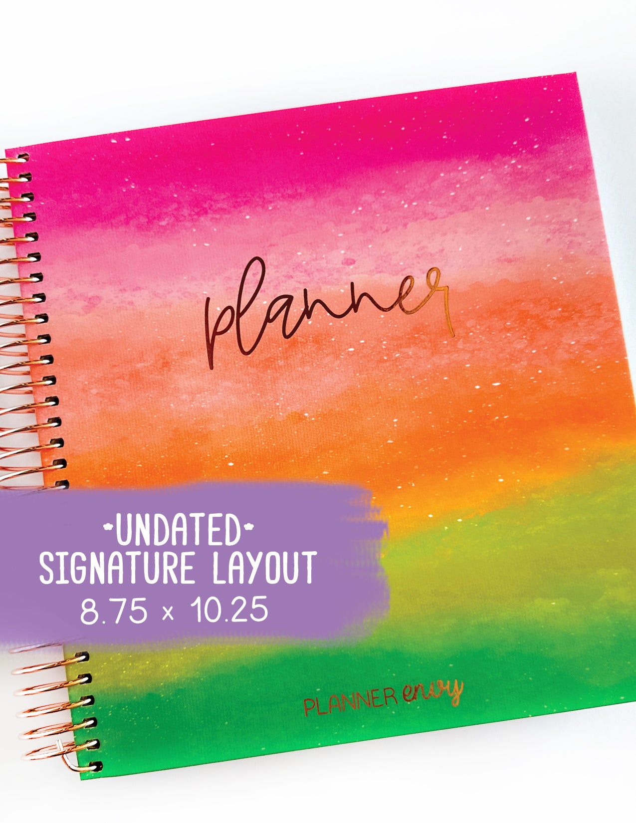 Undated Planner - Signature Layout, Spiral Bound - "Rainbow Glitz" (#001)