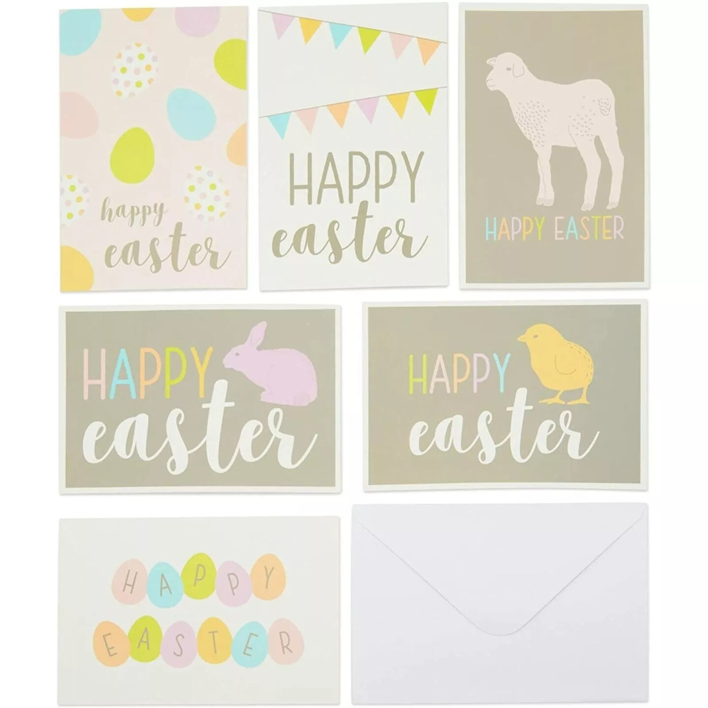 36x Happy Easter Blank Greeting Cards with Envelopes, 6 Assorted Design, 4x6 In