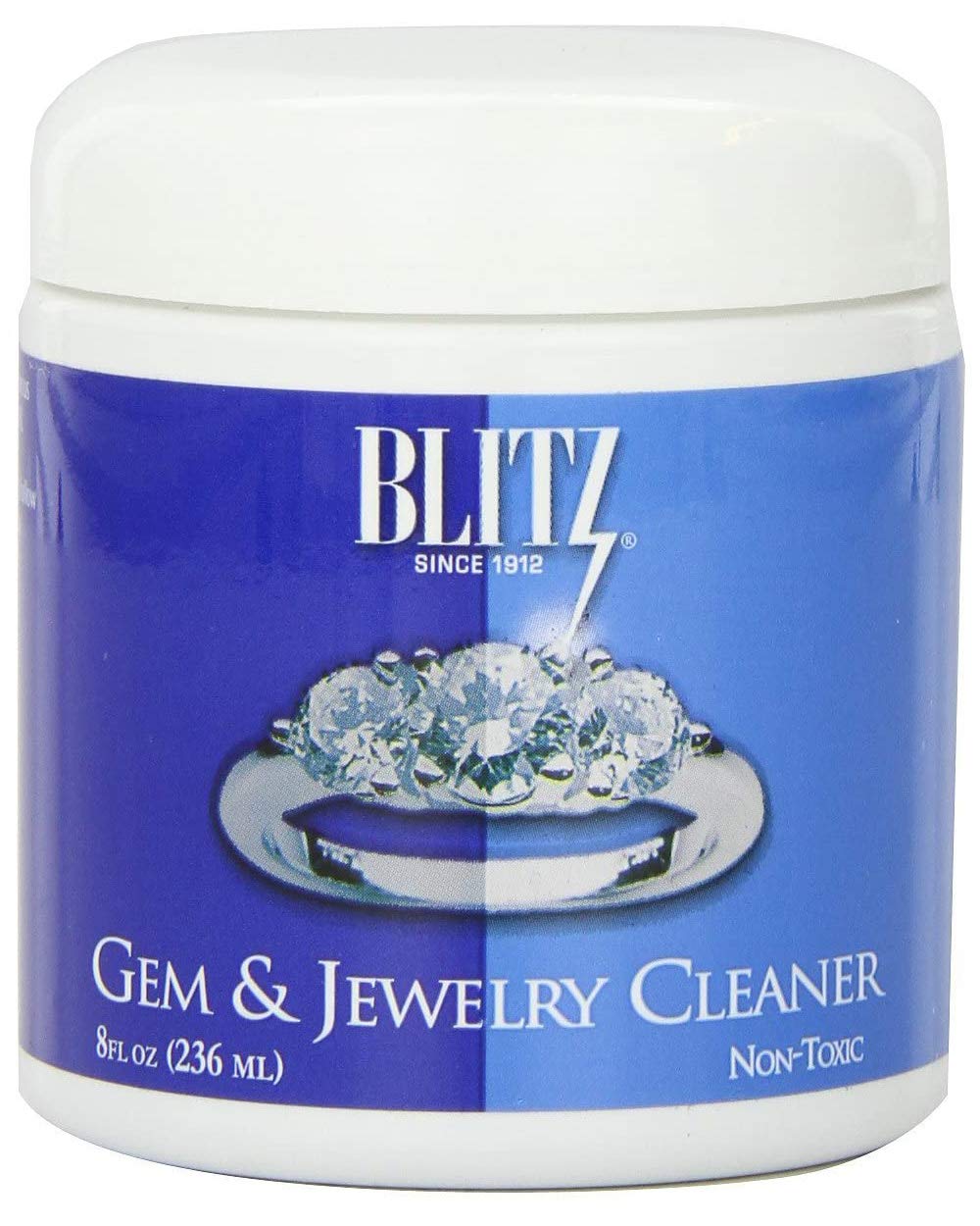 Blitz Gem & Jewelry Cleaner with Basket & Brush - 2 Jars - Made in the USA