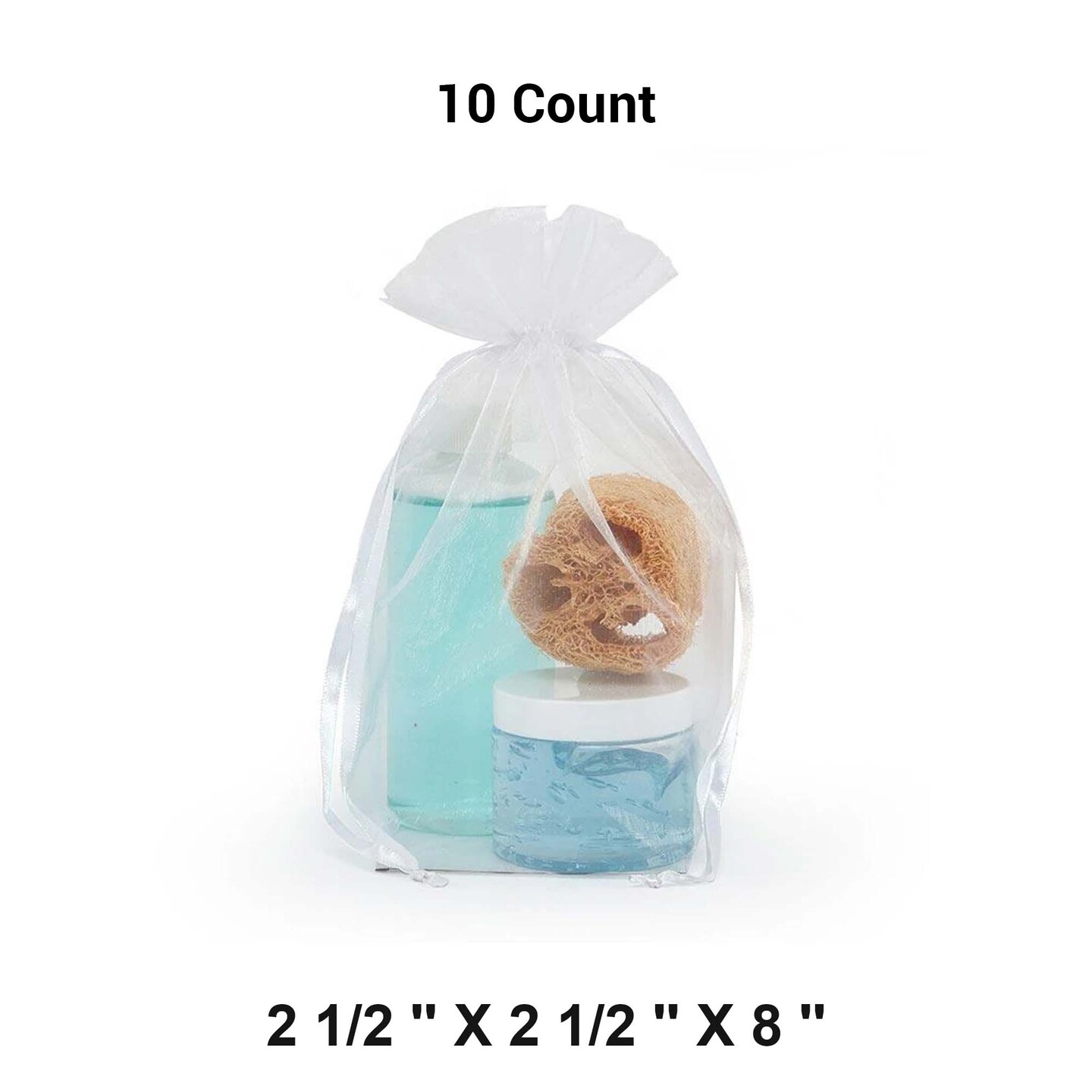 Cardboard Square Bottom Organza Bags 2 1/2 '' X 2 1/2 '' X 8 '' for Packaging