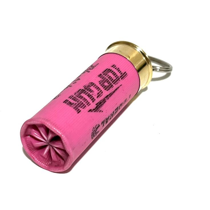 Federal Shotgun Shell Keychain 12 Gauge Pink With Gold Brass