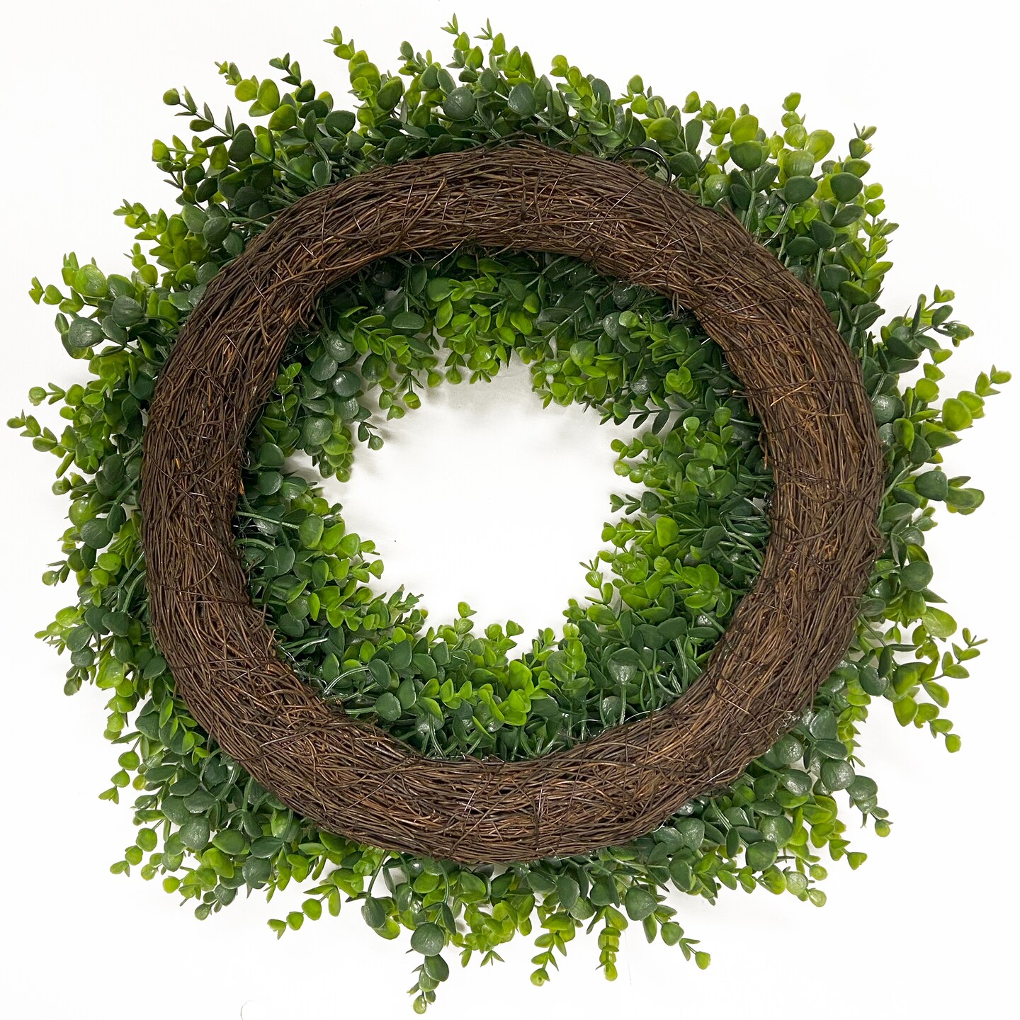 Haute Decor 24 Inch Premium Artificial Boxwood Wreath - Spring or Summer Wreath for Front Door - Boxwood Artificial Greenery with Natural Grapevine Base