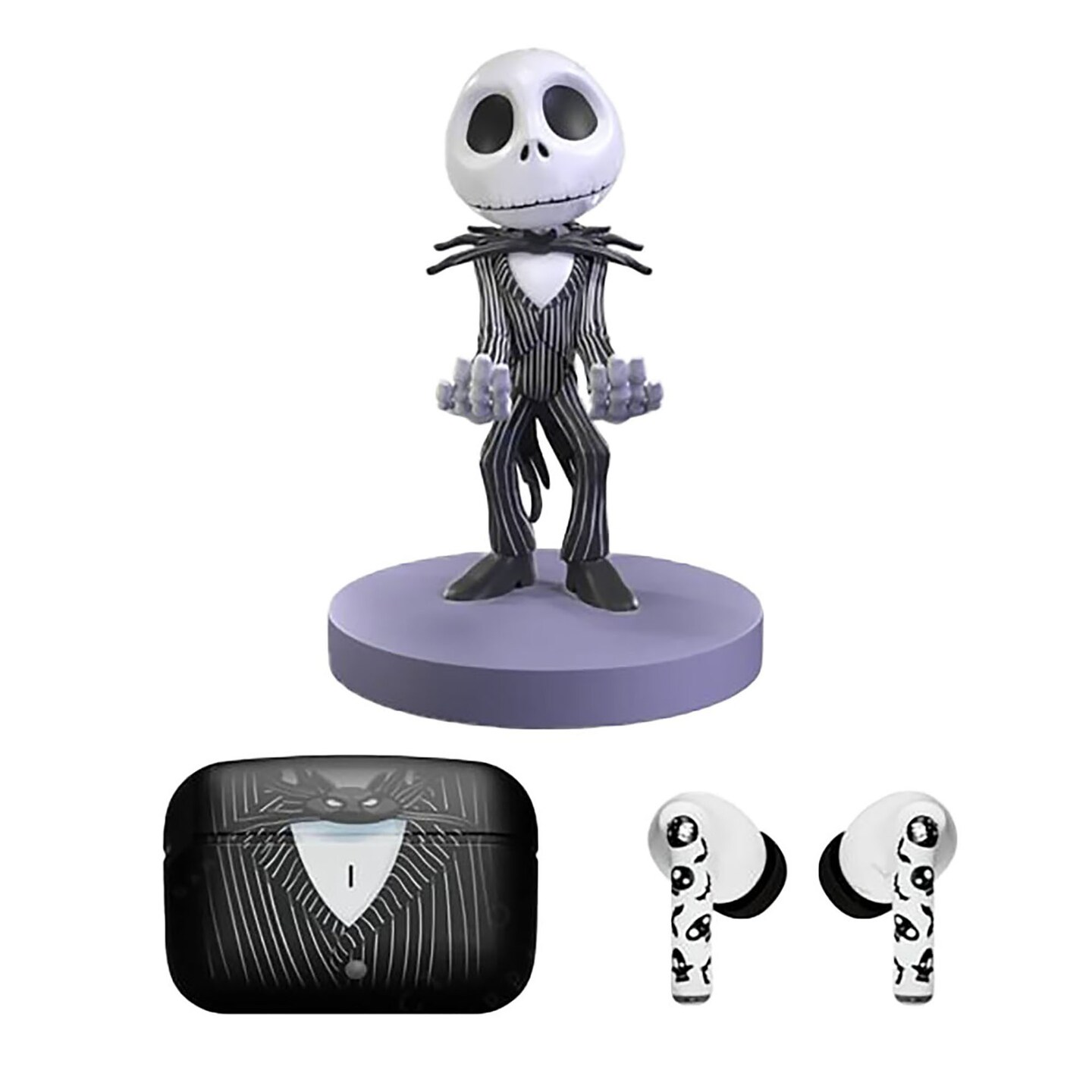 Exquisite Gaming: Buds Pro &#x26; Holdems Bundle - Jack Skellington - Wireless Bluetooth Earbuds &#x26; Case, Character Device Holder/Figure, Disney TNBC Set