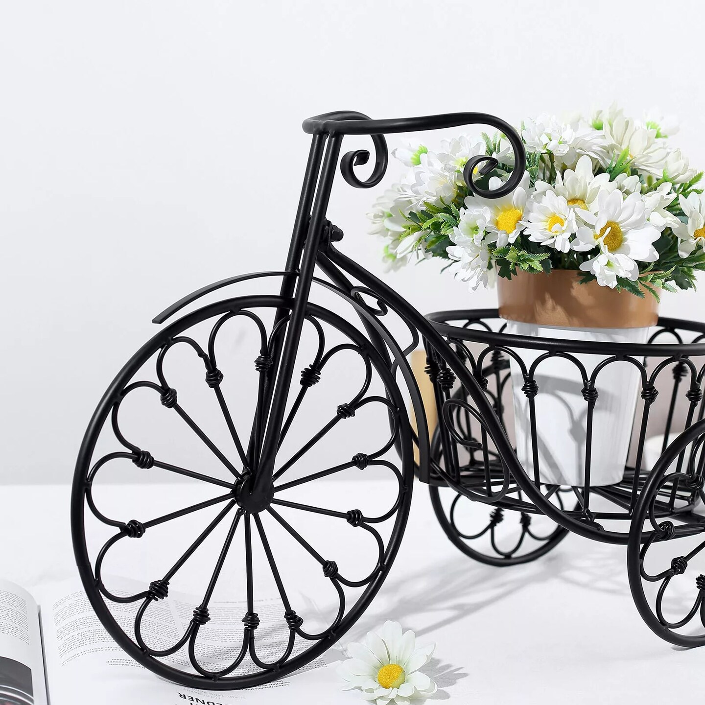 Black 22&#x22; Tricycle Plant Stand Metal FLOWER PLANTER HOLDER Party Home Supplies