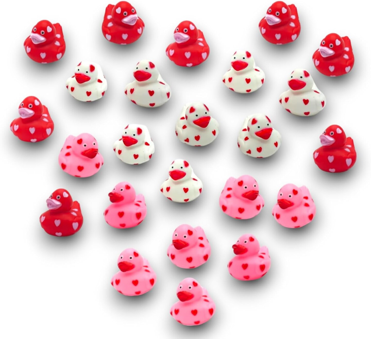 4E&#x27;s Novelty 24 Pack Valentines Rubber Duck: 2&#x22; Mini Red Rubber Ducky with Heart