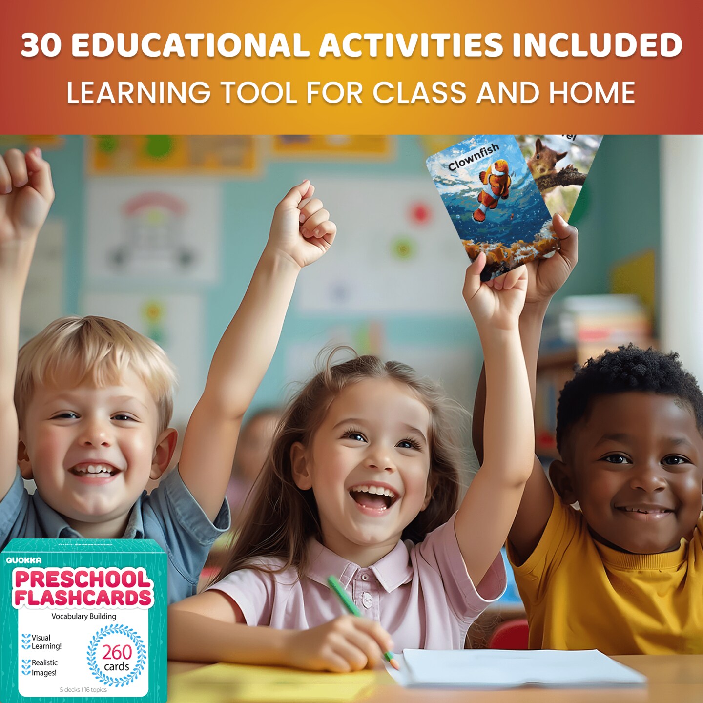 260 Flash Cards with Realistic Images for Kids