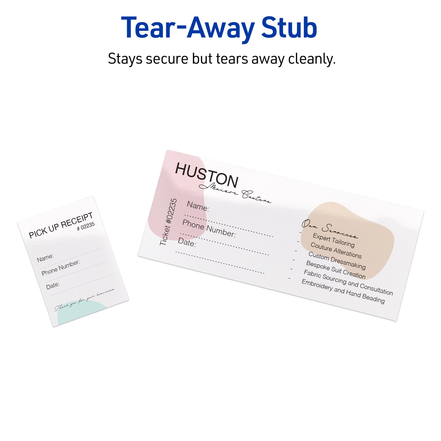 2-3/4&#x22; x 8-1/2&#x22; Rectangle, Glossy White Tickets