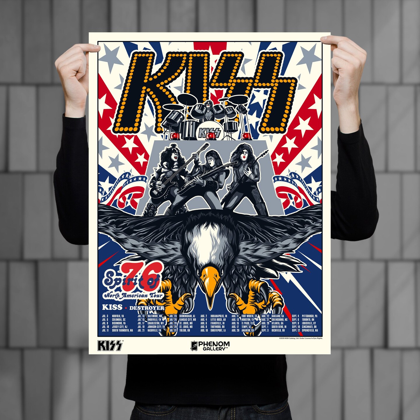 Phenom Gallery KISS Spirit of &#x27;76 North American Tour Deluxe Framed 18&#x22; x 24&#x22; Serigraph Print