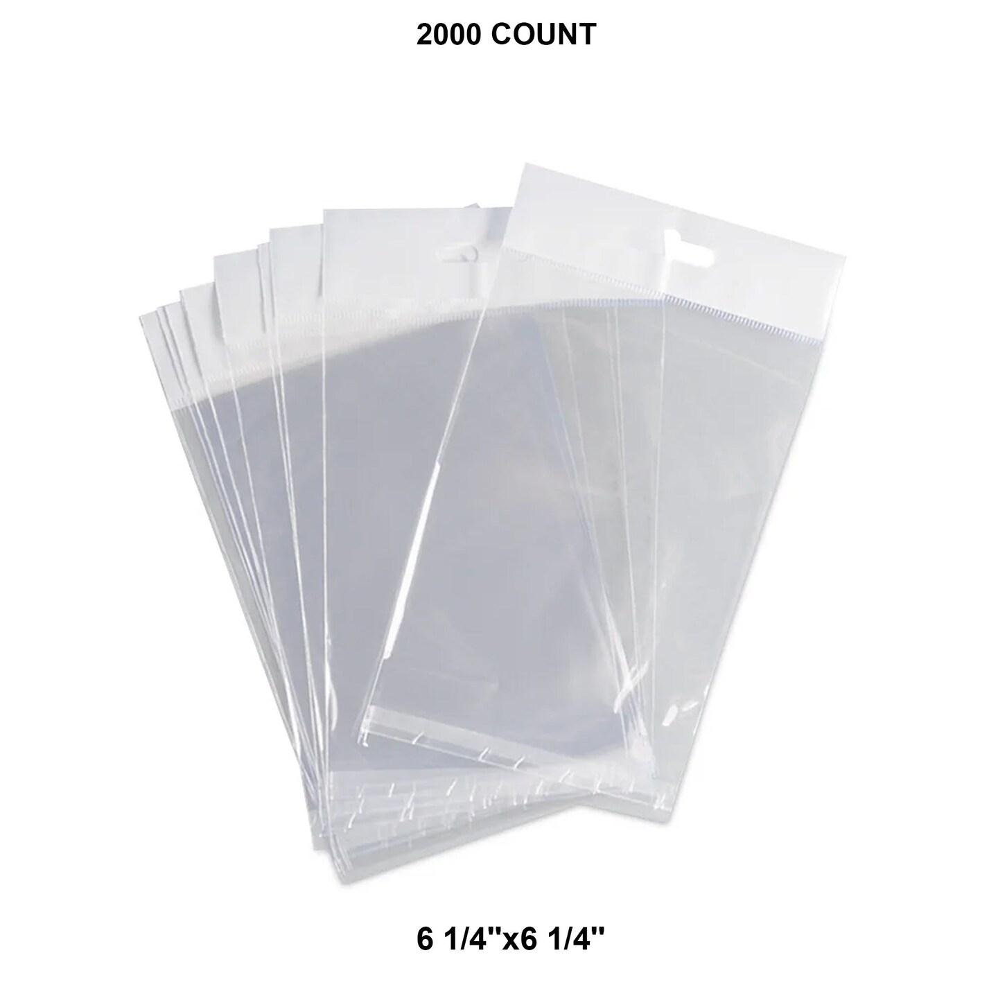 Durable Lip &#x26; Tape Cello Bags with Header 6 1/4&#x22; x 6 1/4&#x22; 1.6 mil