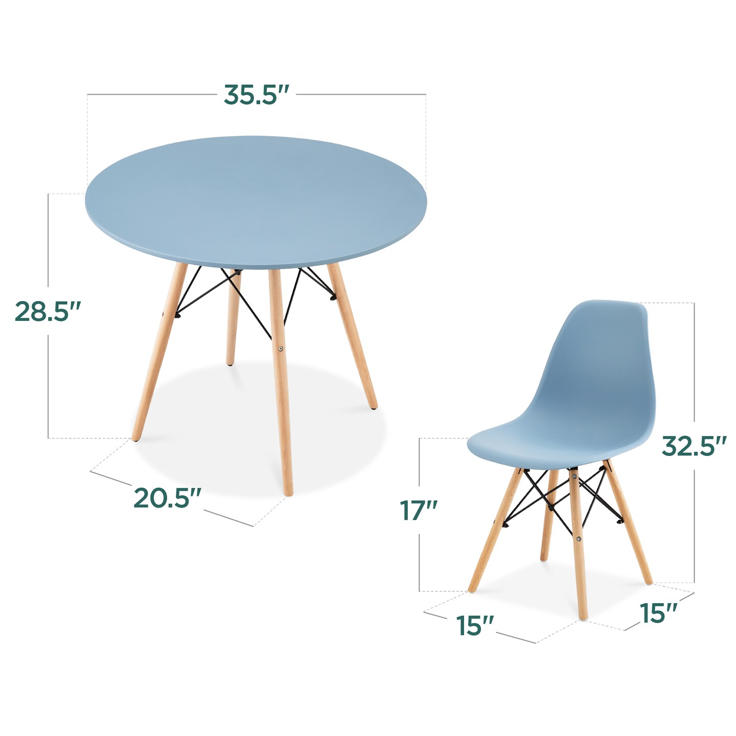 Best Choice Products 5-Piece Compact Mid-Century Modern Dining Set w/ 4 Chairs, Wooden Legs