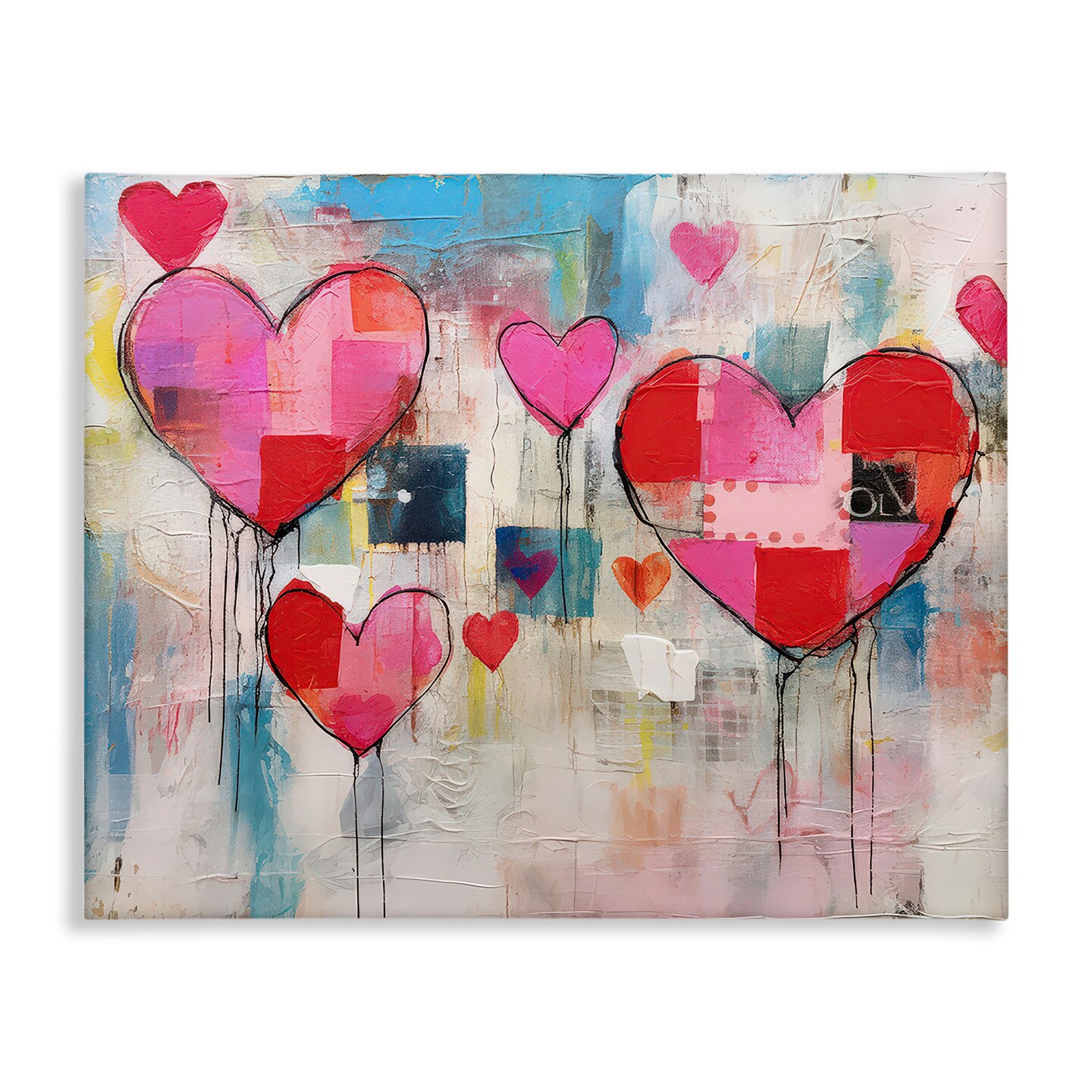 Stupell Industries Urban Hearts Painting Collage Canvas Wall Art Design by LSR Design Studio