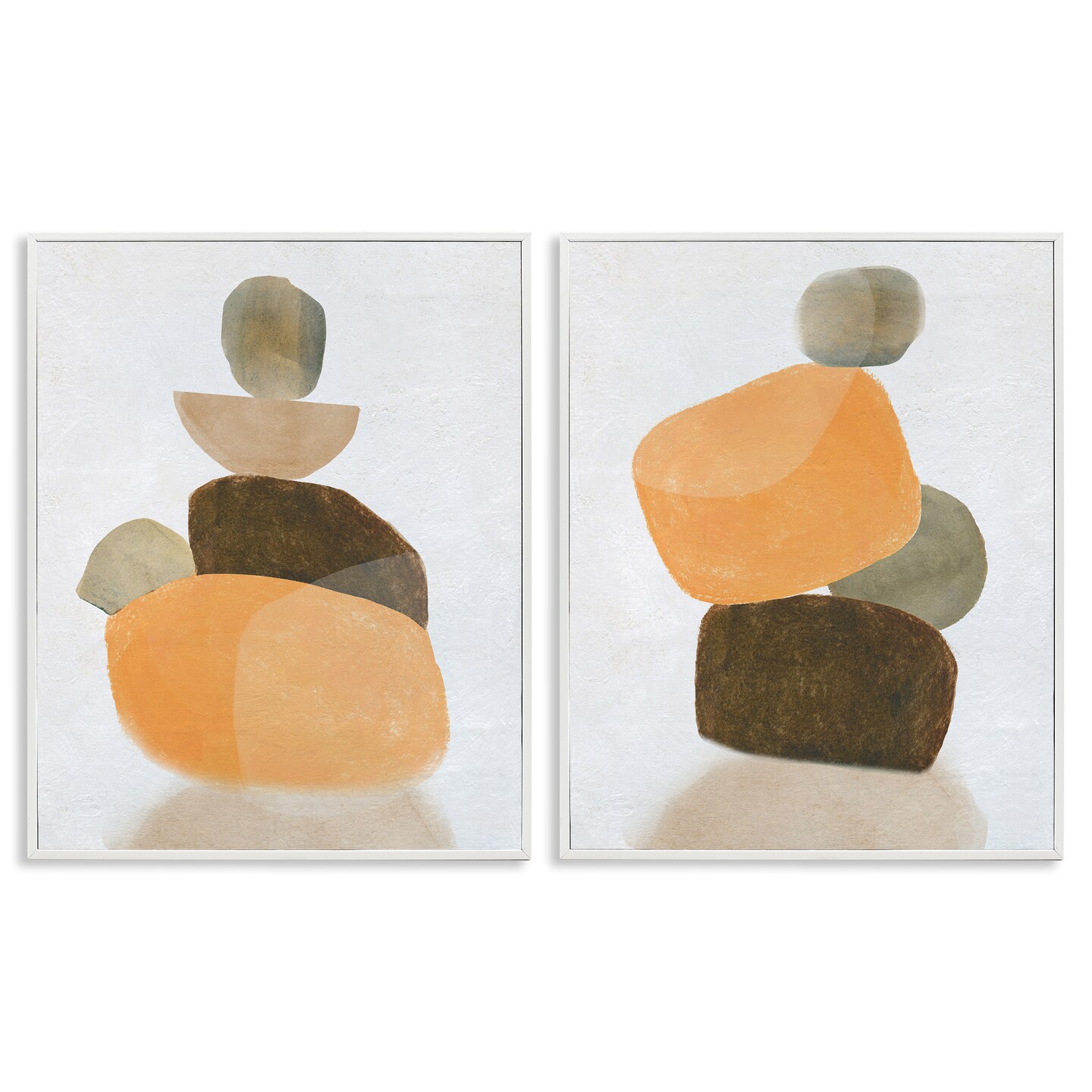 Stupell Industries Stacked Abstract Pebbles 2 pc Framed Giclee Wall Art Set Design by Carol Robinson
