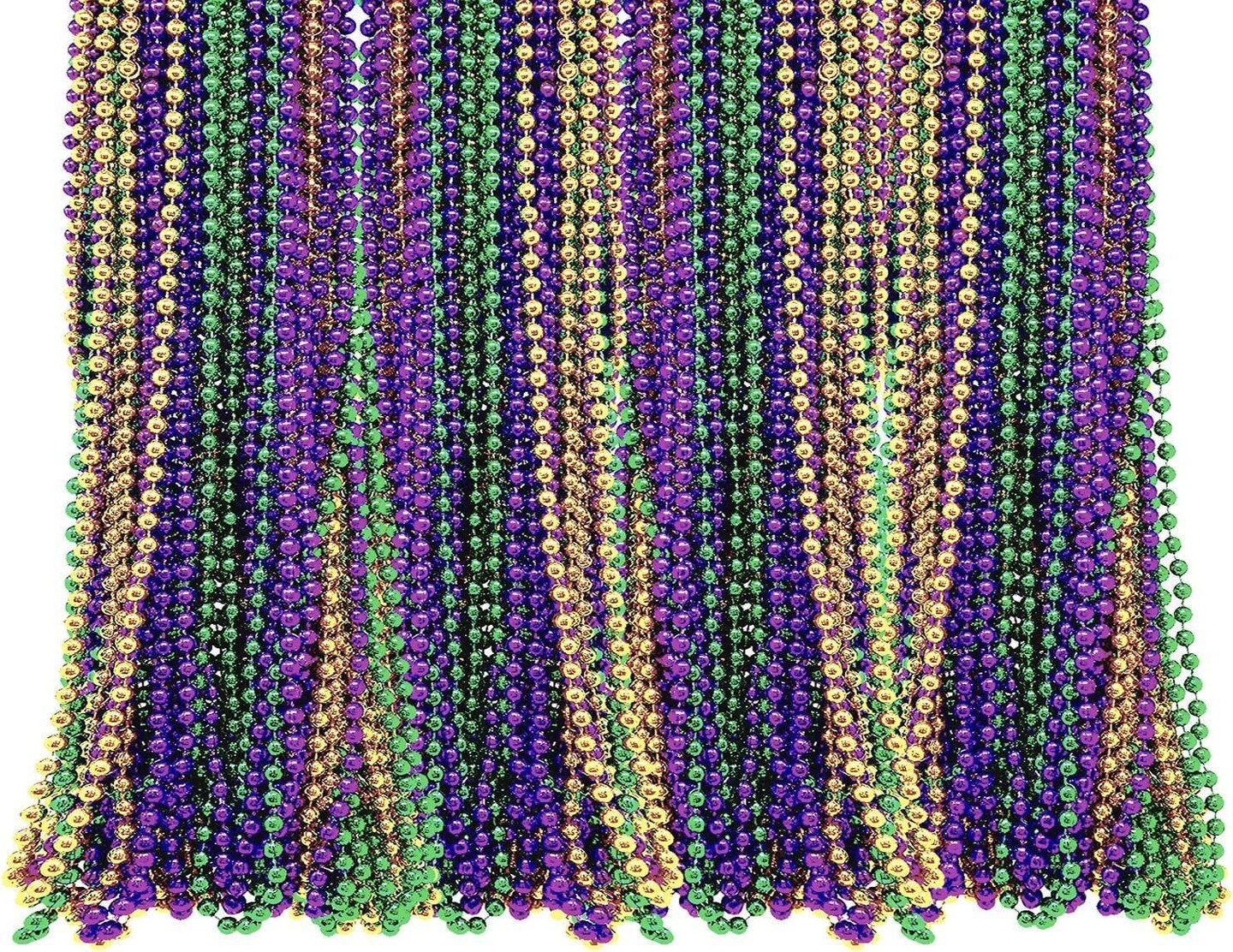 4E's Novelty 24 Pack Purple Green Gold Beads Necklaces, Mardi Gras Beads Bulk Party Supplies Festival Parade Throws Dress Up accessories