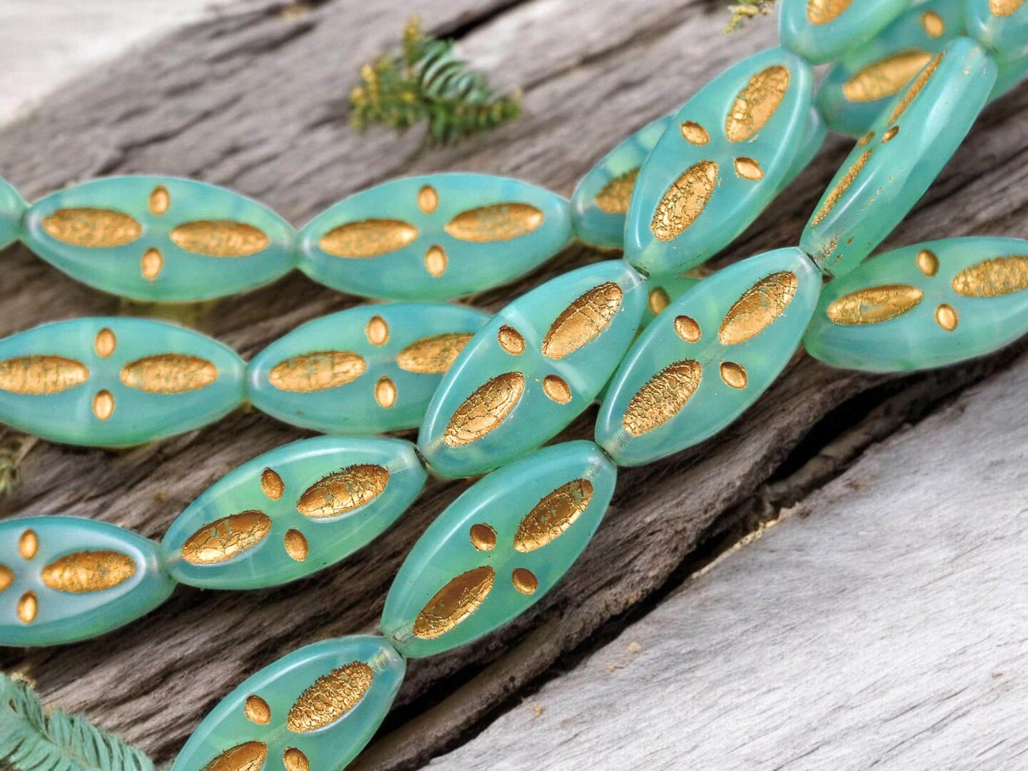 *8* 20x9mm Gold Washed Aqua Opal Marquise Oval Beads