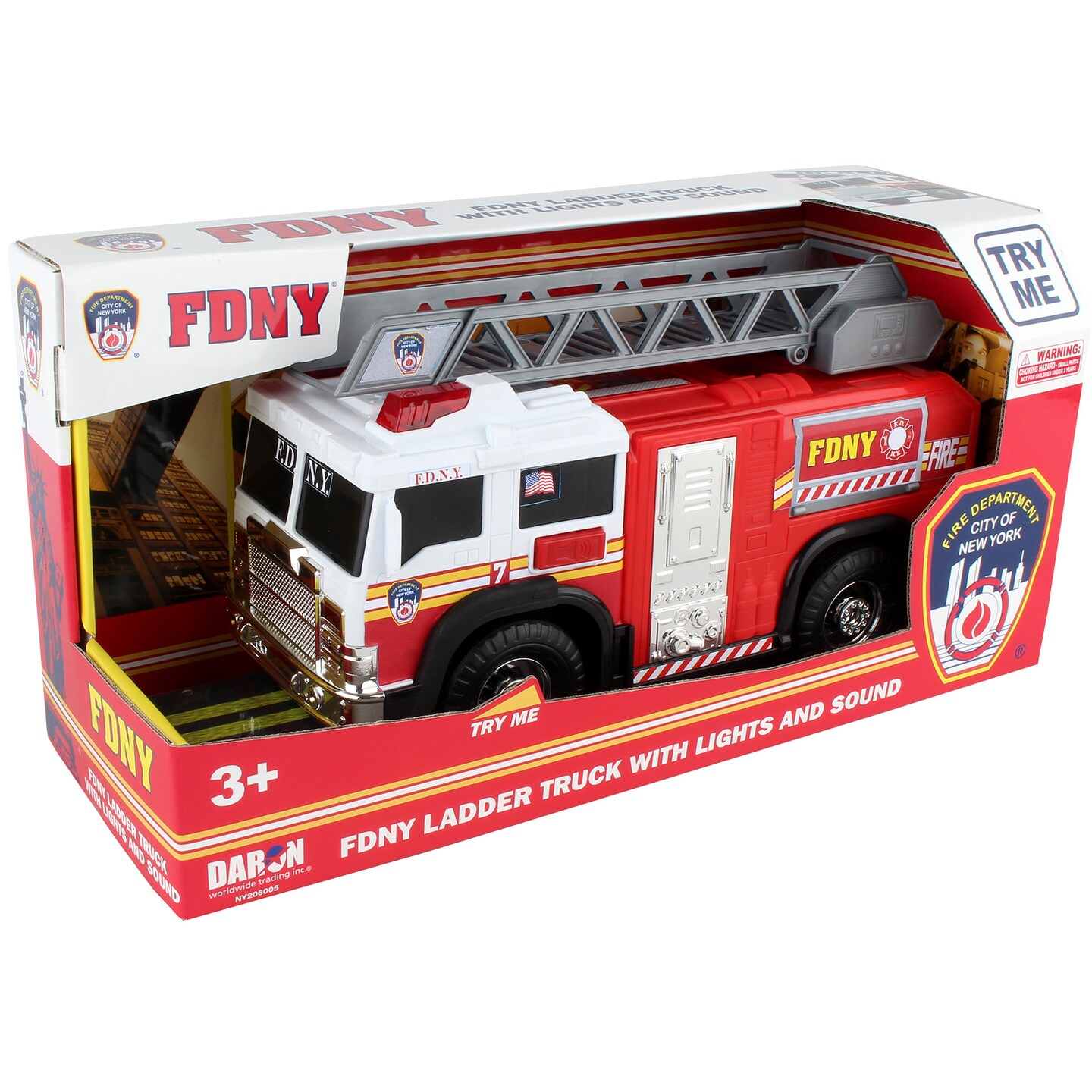 Daron Daron Fire Department City of New York Ladder Truck w/ Lights, Sounds &#x26; Moveable Ladder (FDNY)