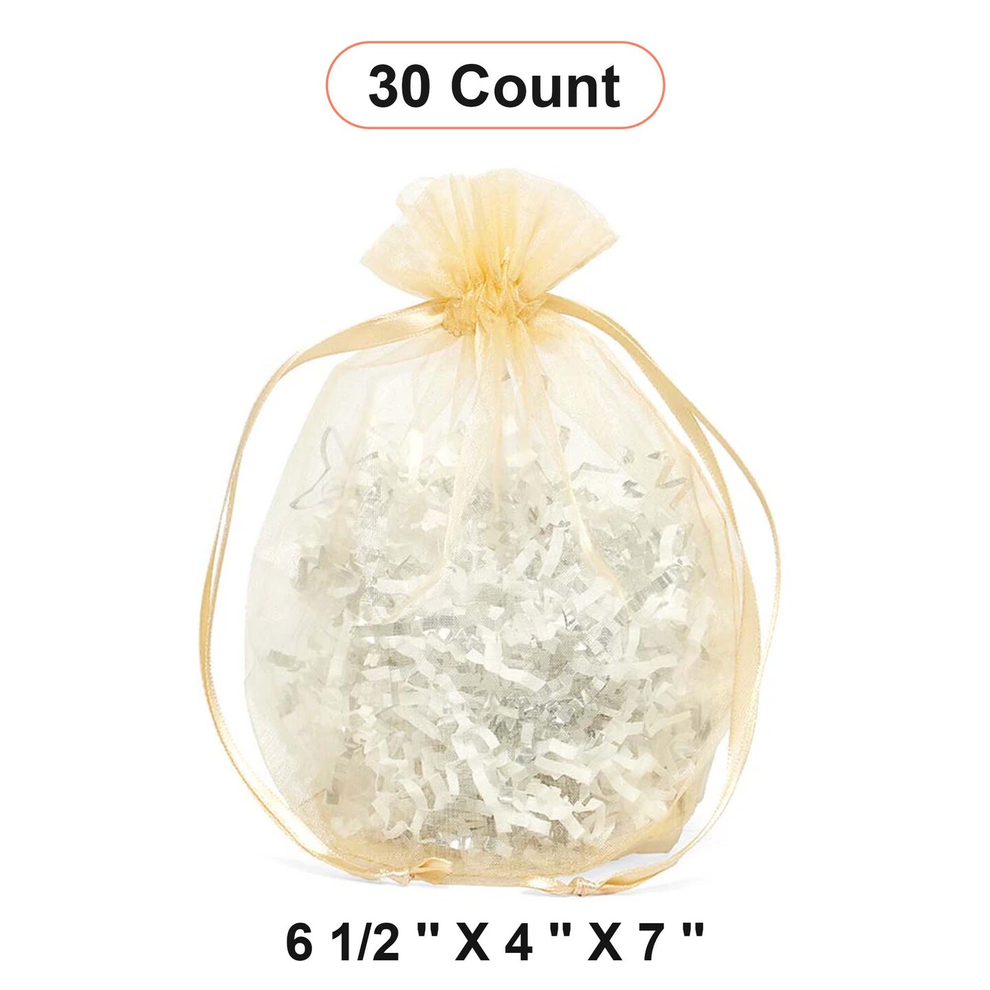 Wide Round Flat Bottom Organza Bags 6 1/2 '' X 4 '' X 7 '' for Party Favors
